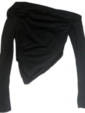 SHEIN Black Off-Shoulder Asymmetric Long Sleeve Top